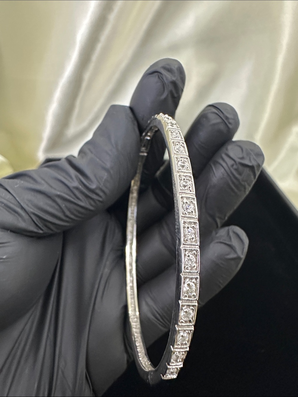 Silver Tone Cubic Zirconia Tennis Bangle